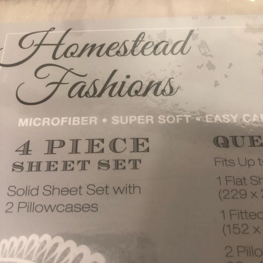 New Vintage Microfiber Bed Sheet Set in Beige - Soft, Durable Comfort